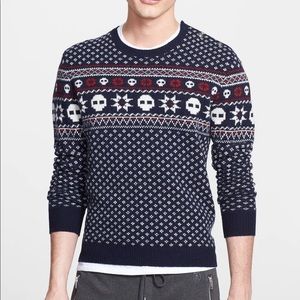 Mens Kooples Sport Skull Argyle Sweater. Darker in real life. Dark Navy/Black.